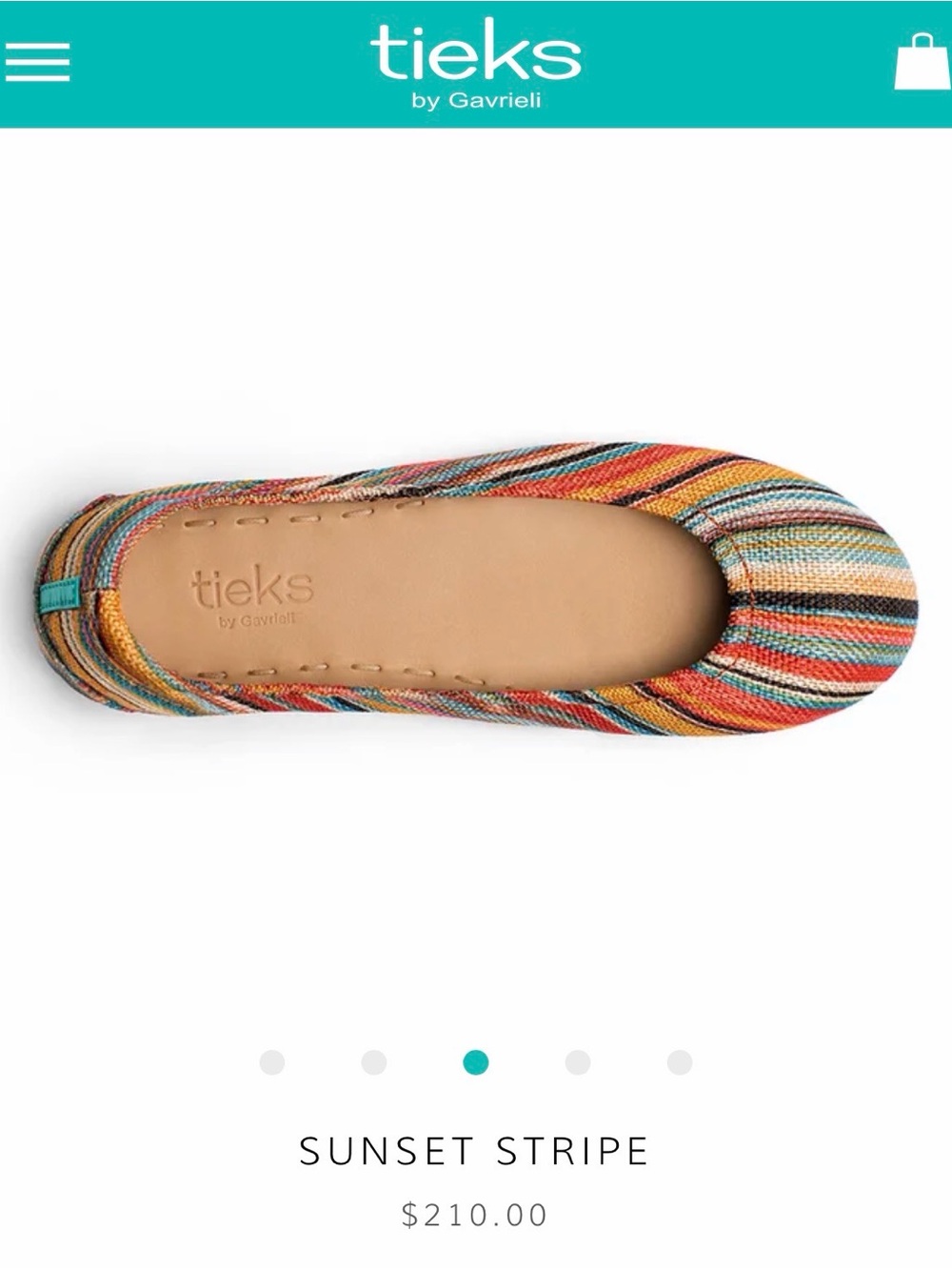 Tieks Sunset Stripe Multicolor Foldable Ballet Flats - Picture 3 of 5